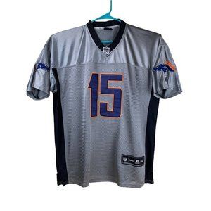 TIM TEBOW 15 Denver Broncos Silver Black Stitched Football Jersey 56 Reebok NFL
